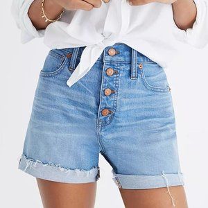 Madewell - High-Rise Denim Shorts: Button-Front - size 27